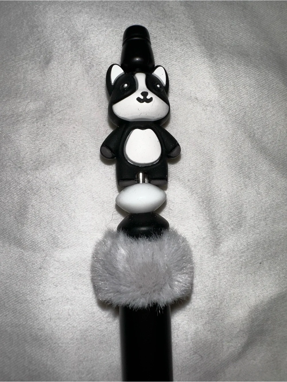 Black Plush Pom-Pom Raccoon Custom Made Pen